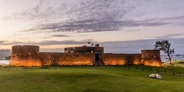 Evening view of Fortress of San Felipe in Puerto Plata, Dominican Republic